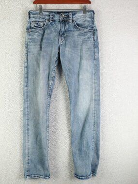 Silver Jeans Mens 29X32 Blue Eddie Relaxed Fit Tapered Leg Stone Wash Distressed
